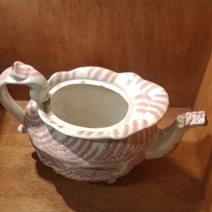 Antique 19th Century Footed Pitcher Pink And White